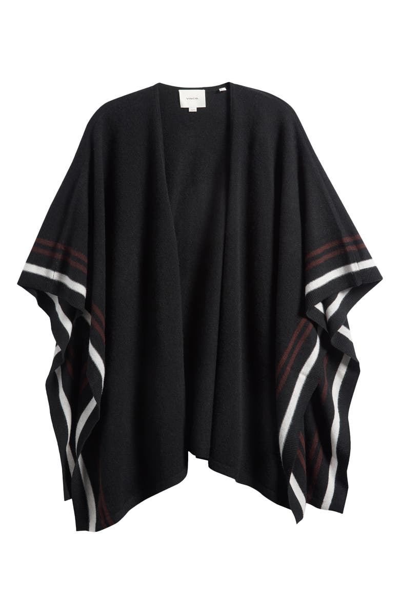 Vince Border Stripe Cashmere Cape, Main, color, Black