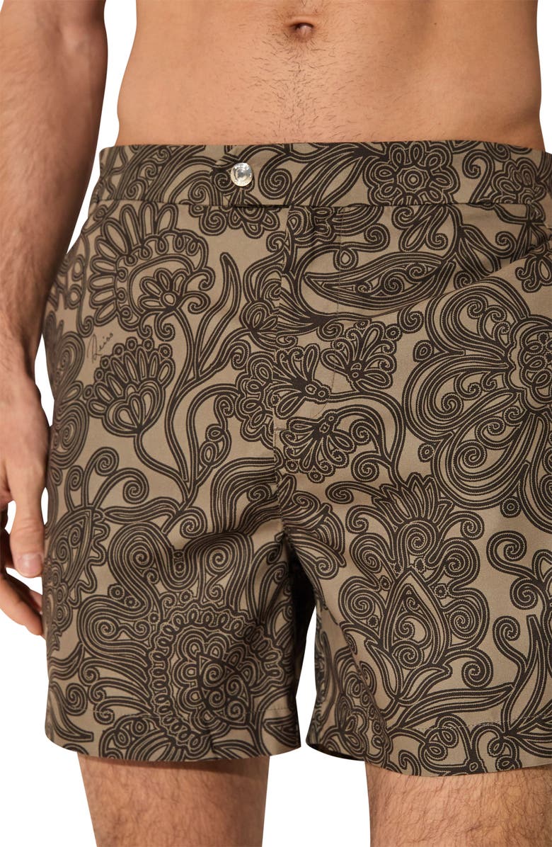 Reiss Fallow Floral Side Adjuster Swim Trunks, Alternate, color, Mocha Brown