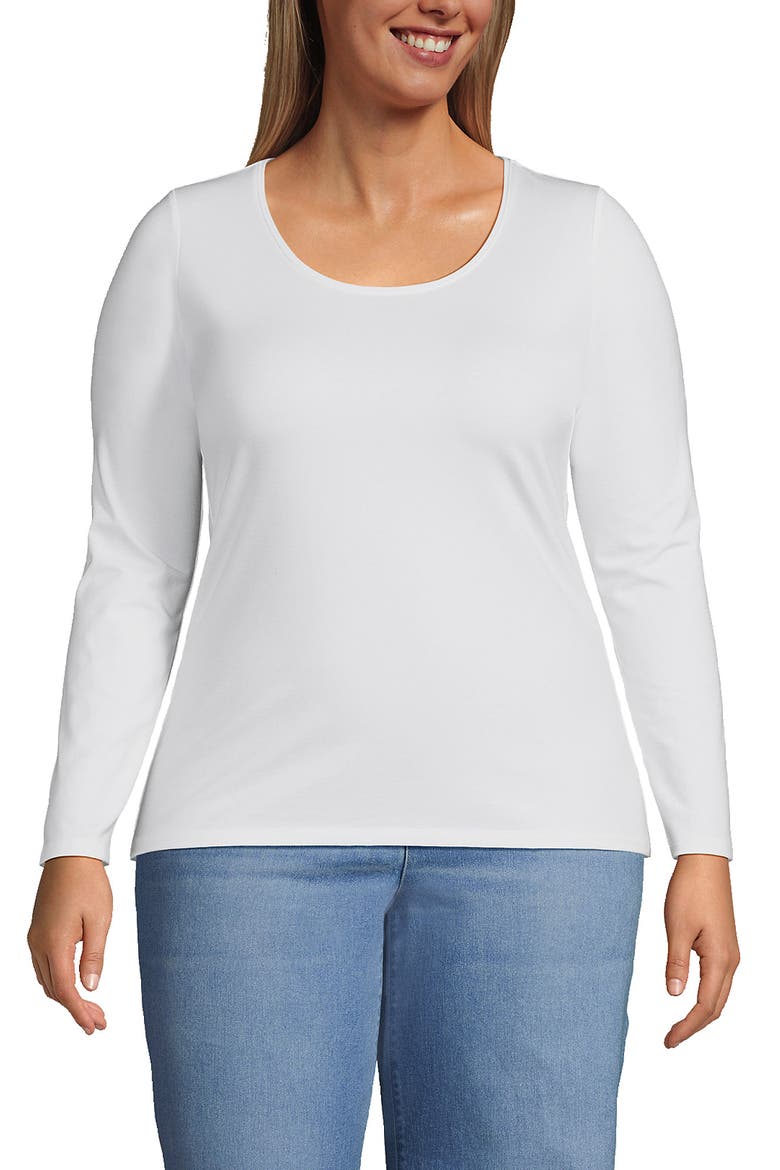 Long Sleeve Lightweight Jersey Scoop Neck T-Shirt, Alternate, color, White