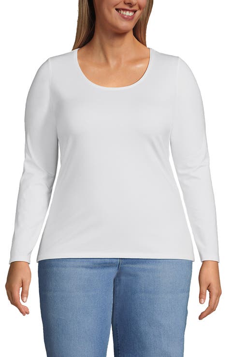 Long Sleeve Lightweight Jersey Scoop Neck T-Shirt