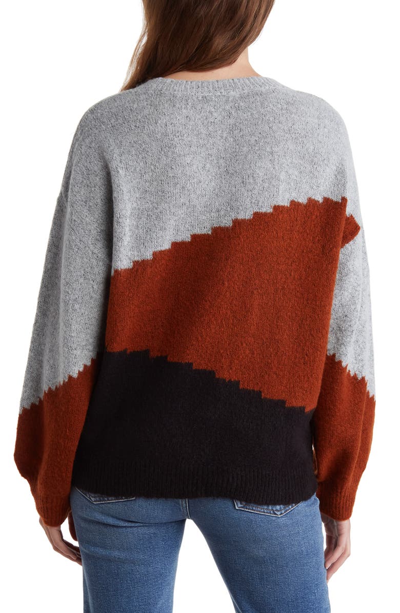 Blu Pepper Etched Colorblock Sweater, Alternate, color,
