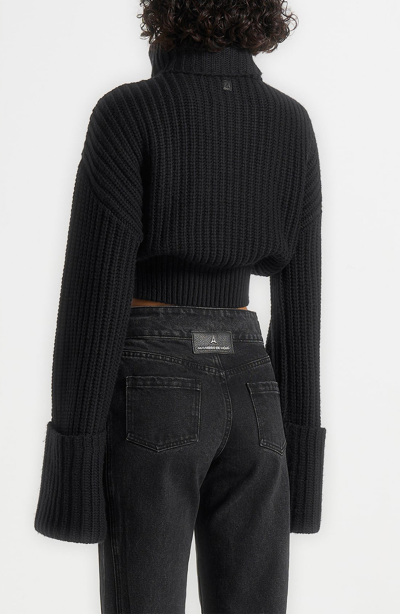 Manière De Voir Amaya Roll Neck Knit Jumper With Cuffs, Alternate, color, Black
