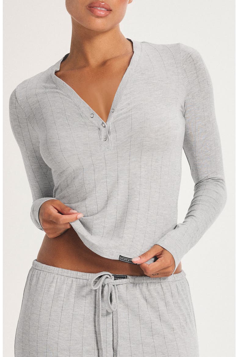 Sleek Stitch Sleep Henley, Main, color, PLATINUM GREY