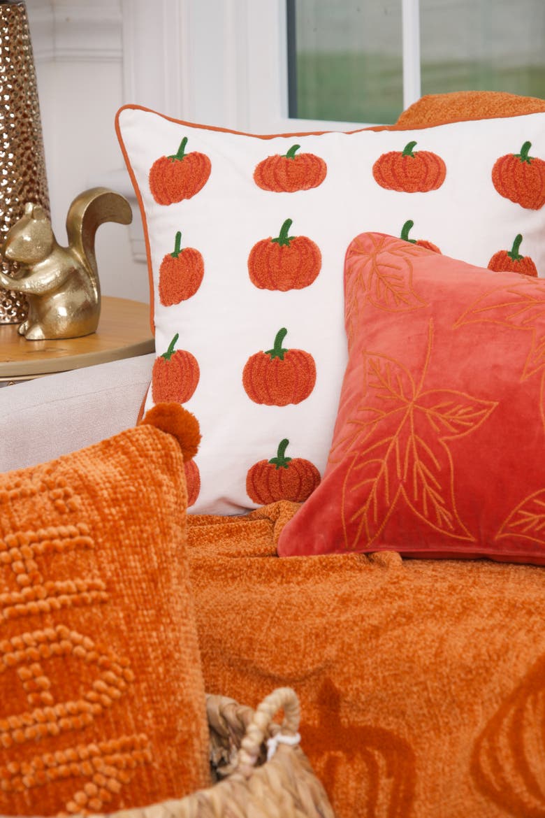 Lux Pumpkin Harvest with Fringes Cozy Fall Throw Blanket, Alternate, color, Orange