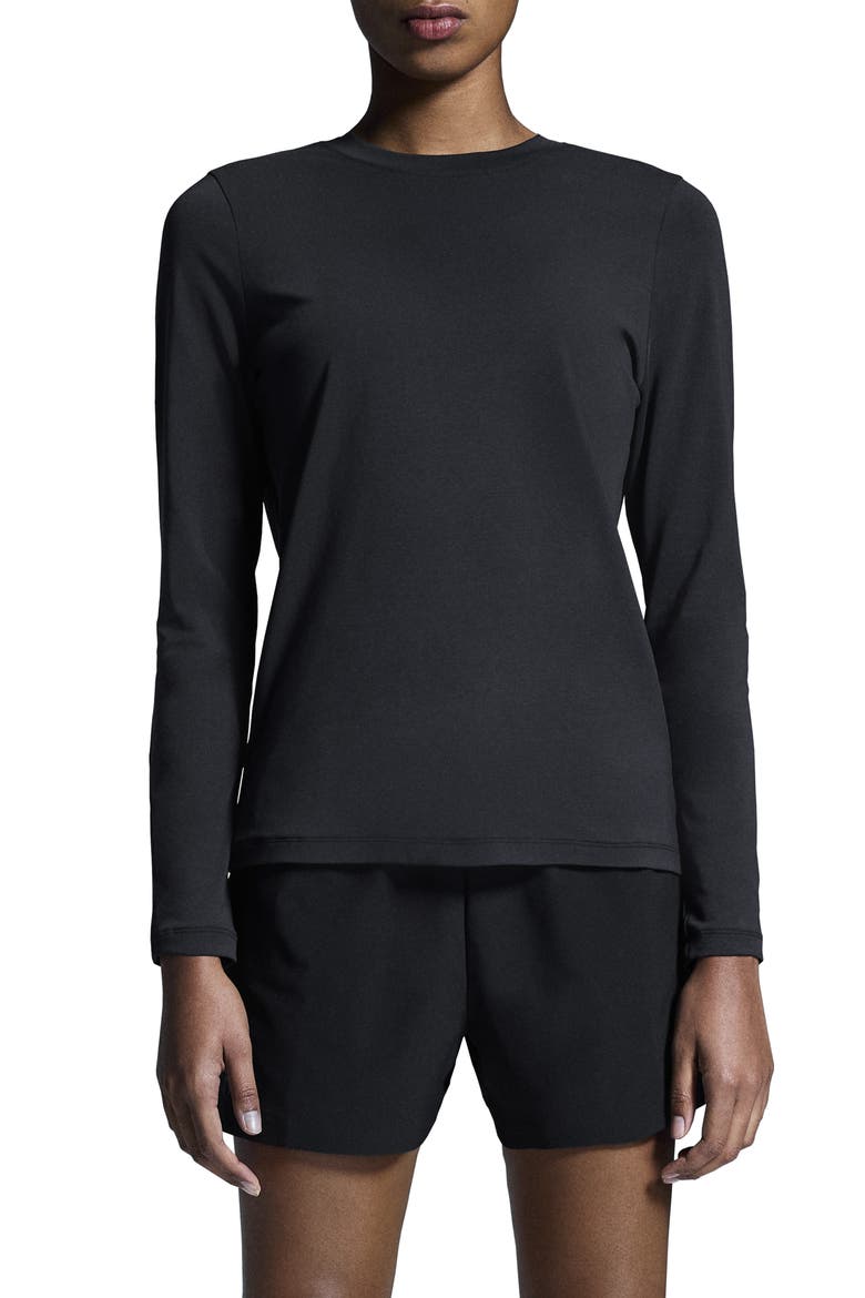 Focus-T Long Sleeve Performance T-Shirt, Main, color, BLACK