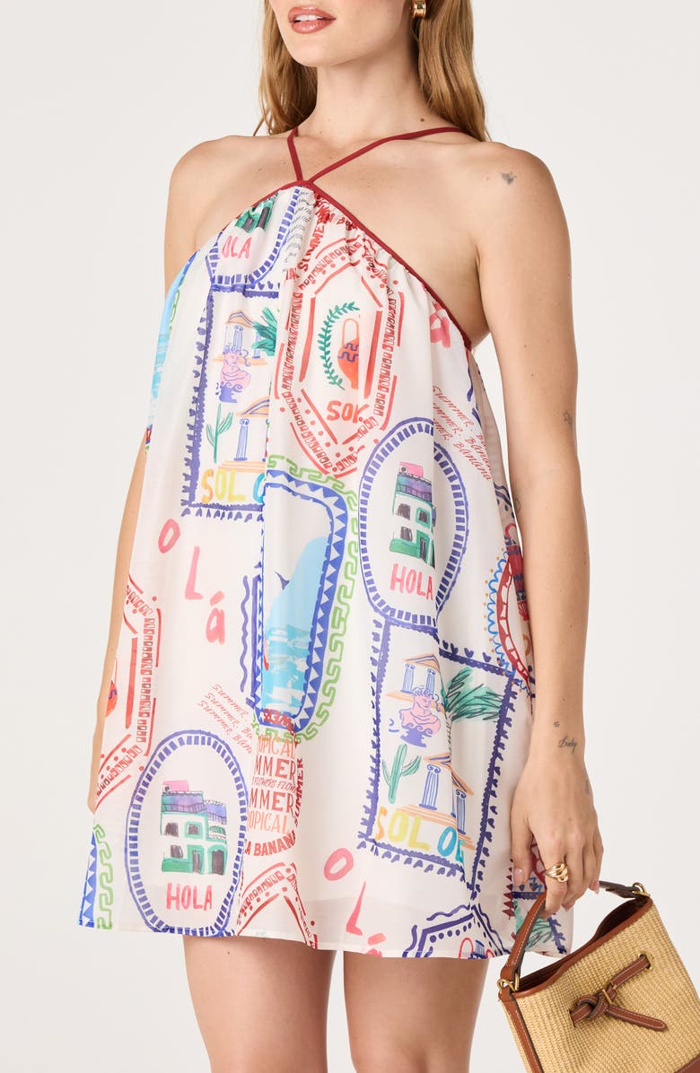 ASTR the Label Marcela Stamp Print Minidress, Alternate, color, Stamp Print Multi