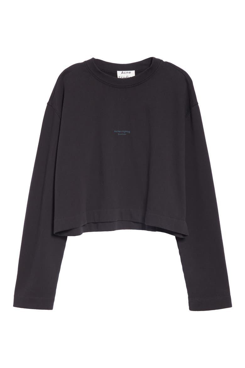 Boxy Long Sleeve Logo Sweatshirt, Alternate, color, BLACK