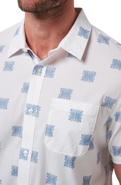 Travismathew Favorite Part Floral Geo Print Short Sleeve Stretch Button-up Shirt In White