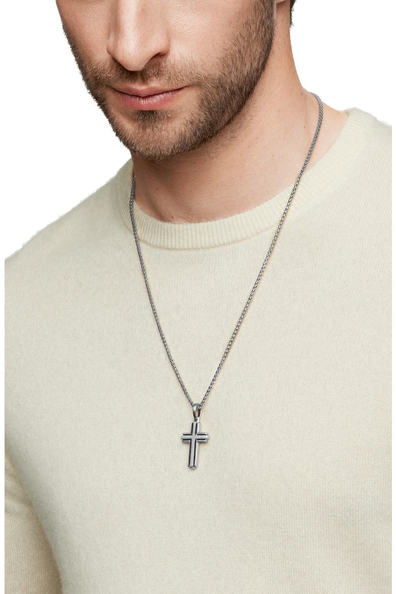 Deco Cross Enhancer Pendant, Alternate, color, SILVER