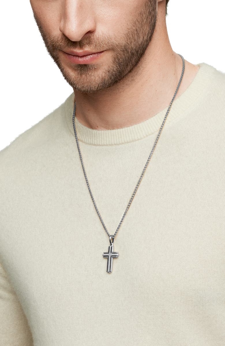 David Yurman Deco Cross Enhancer Pendant, Alternate, color, Silver