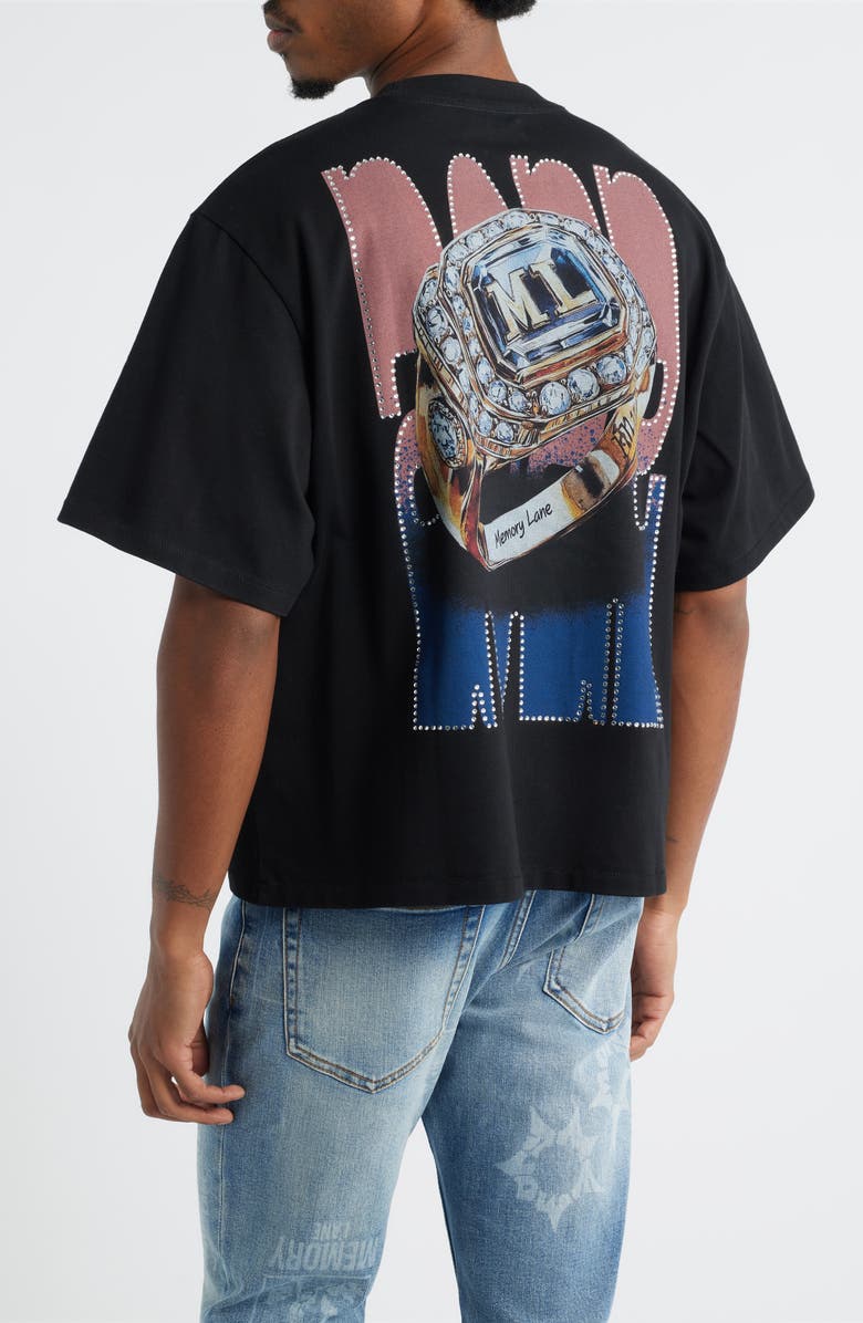 MEMORY LANE Oversize Crystal Embellished Nostalgic Champs Crop Graphic T-Shirt, Alternate, color, Vintage Black
