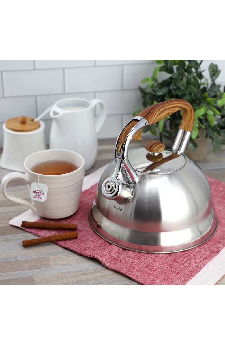 Mr. Coffee Woodmont 2 Quart Stovetop Whistling Tea Kettle, Alternate, color, Silver