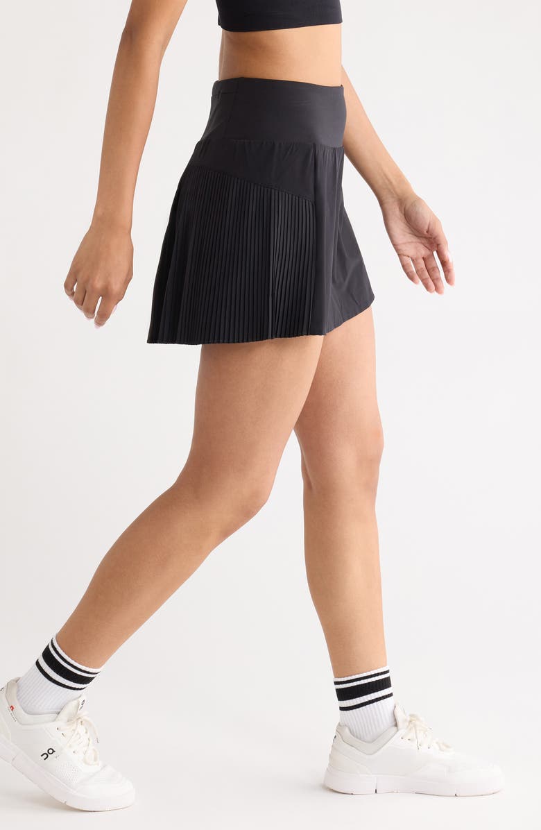 Zella Super Set High Waist Pleated Skort, Alternate, color, Black