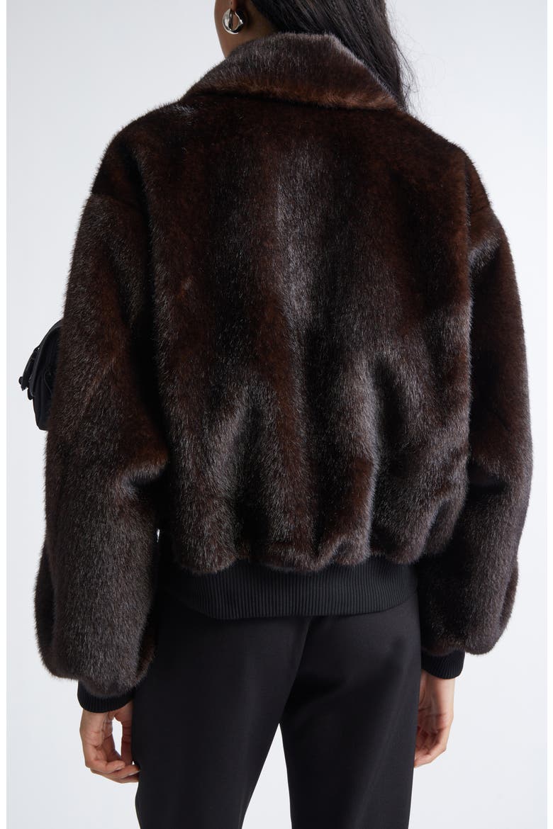 Faux Fur Bomber Jacket, Alternate, color, BROWN
