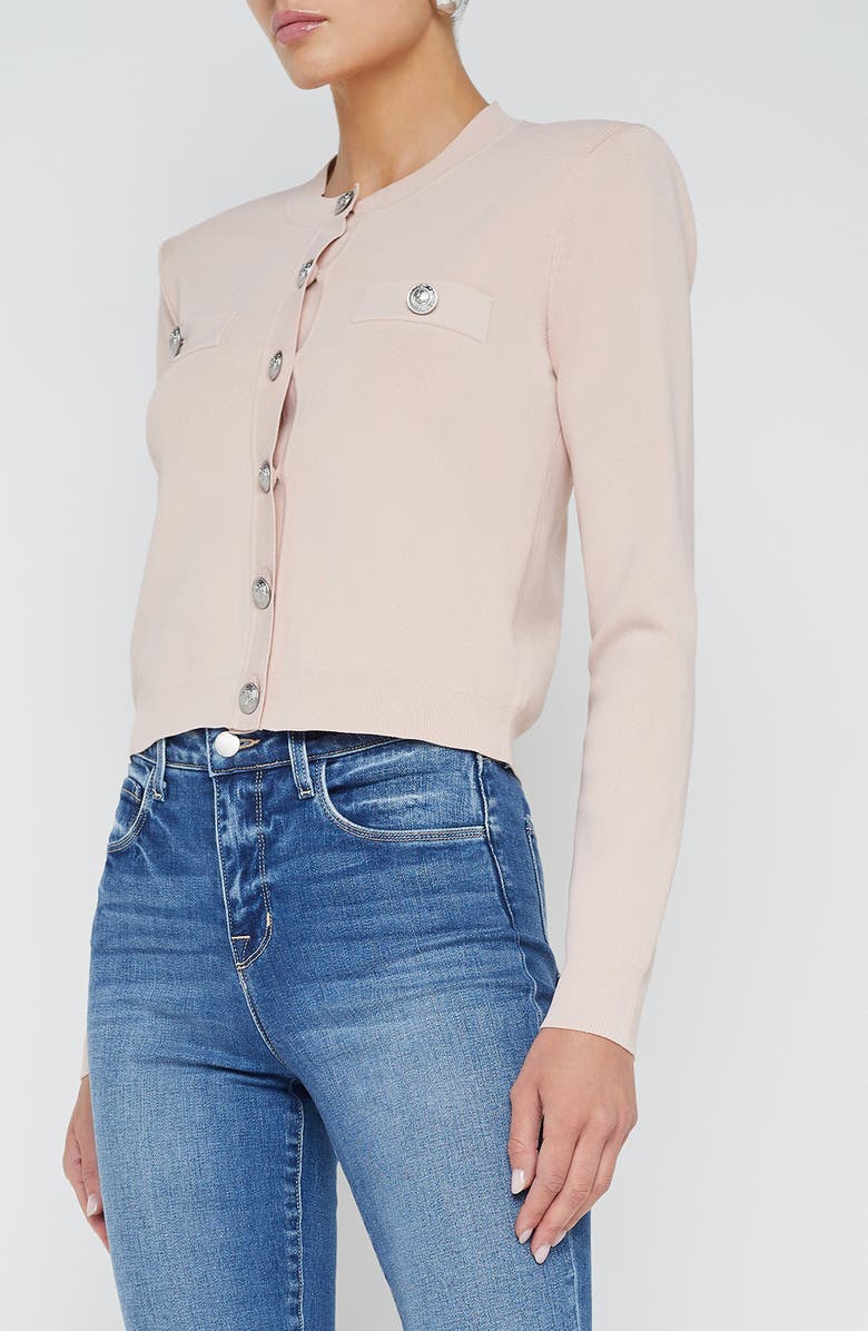 L'AGENCE Toulouse Crewneck Cardigan, Alternate, color, Petal