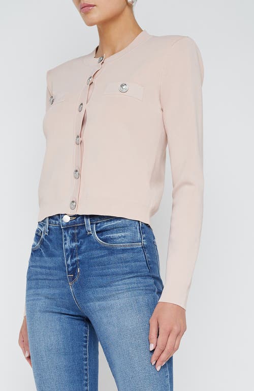 L Agence Toulhouse Cropped Crew Neck Cardigan In Petal In Petal