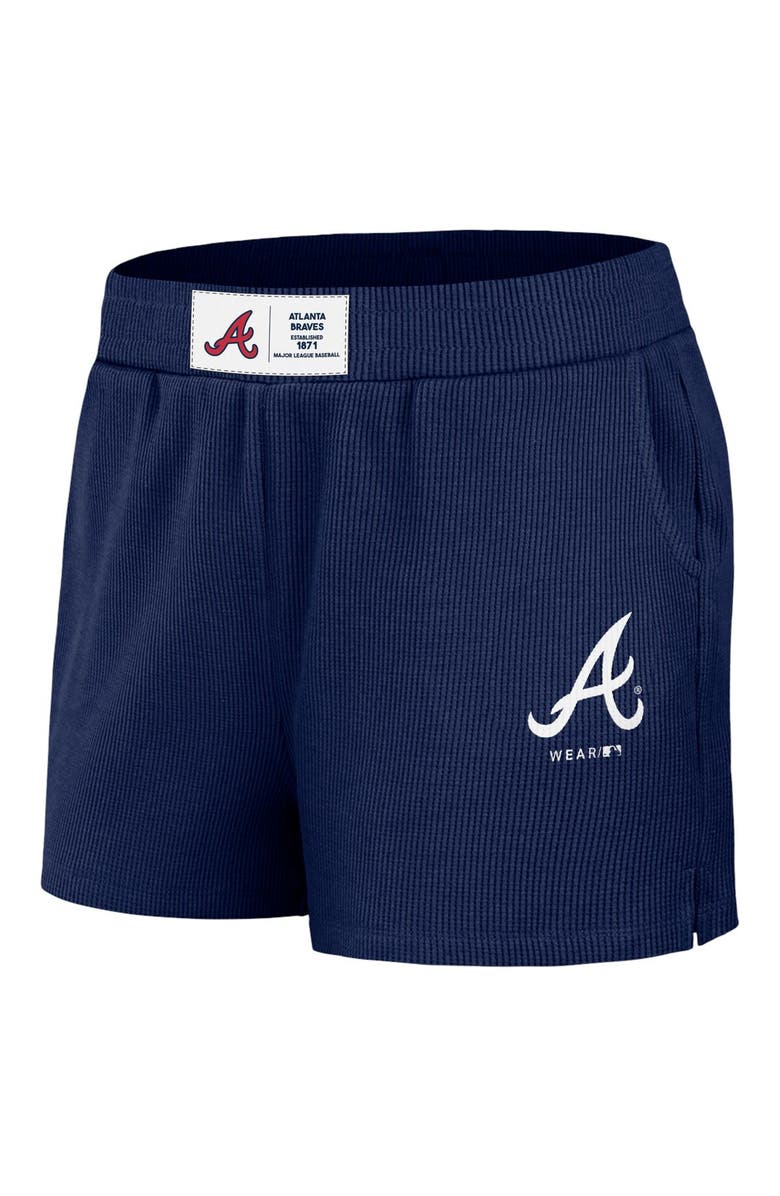 WEAR by Erin Andrews Women's WEAR by Erin Andrews Navy Atlanta Braves Waffle Knit Long Sleeve T-Shirt & Shorts Lounge Set, Alternate, color,