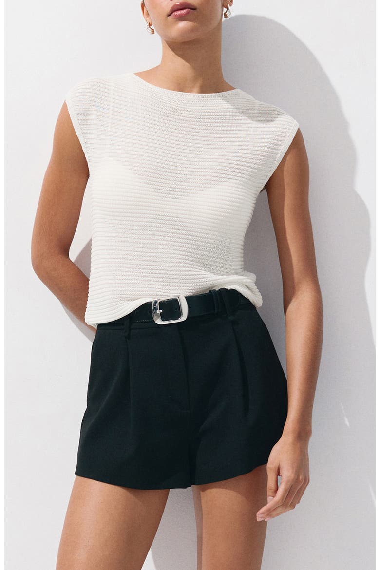 Short-Sleeved Crewneck Sweater, Main, color, OFF WHITE