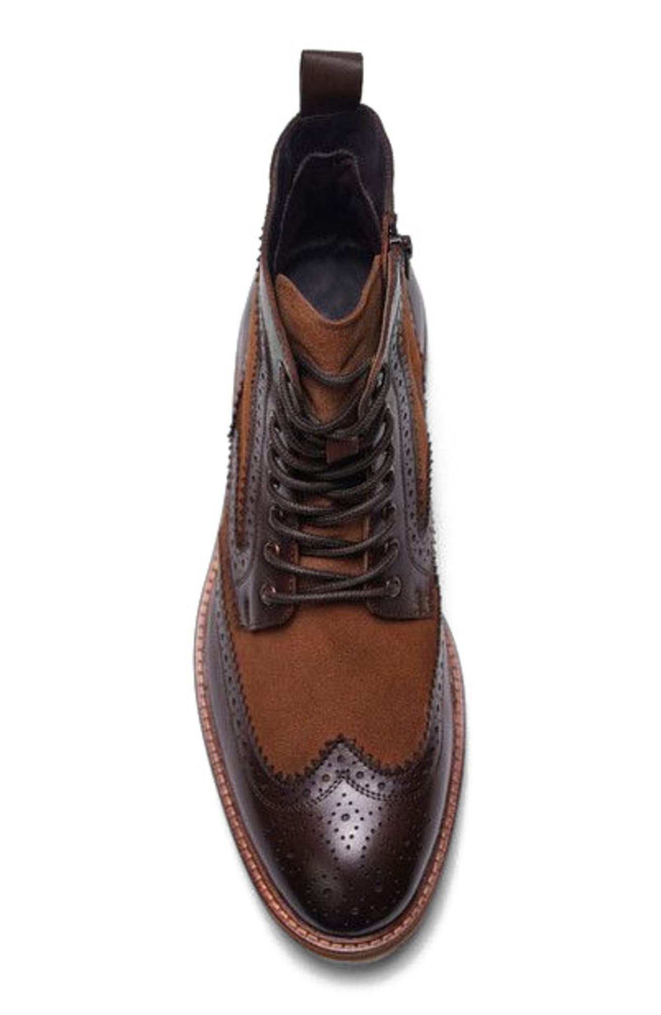 A. Veer Langston Wingtip Boot, Alternate, color, Brown Leather & Suede