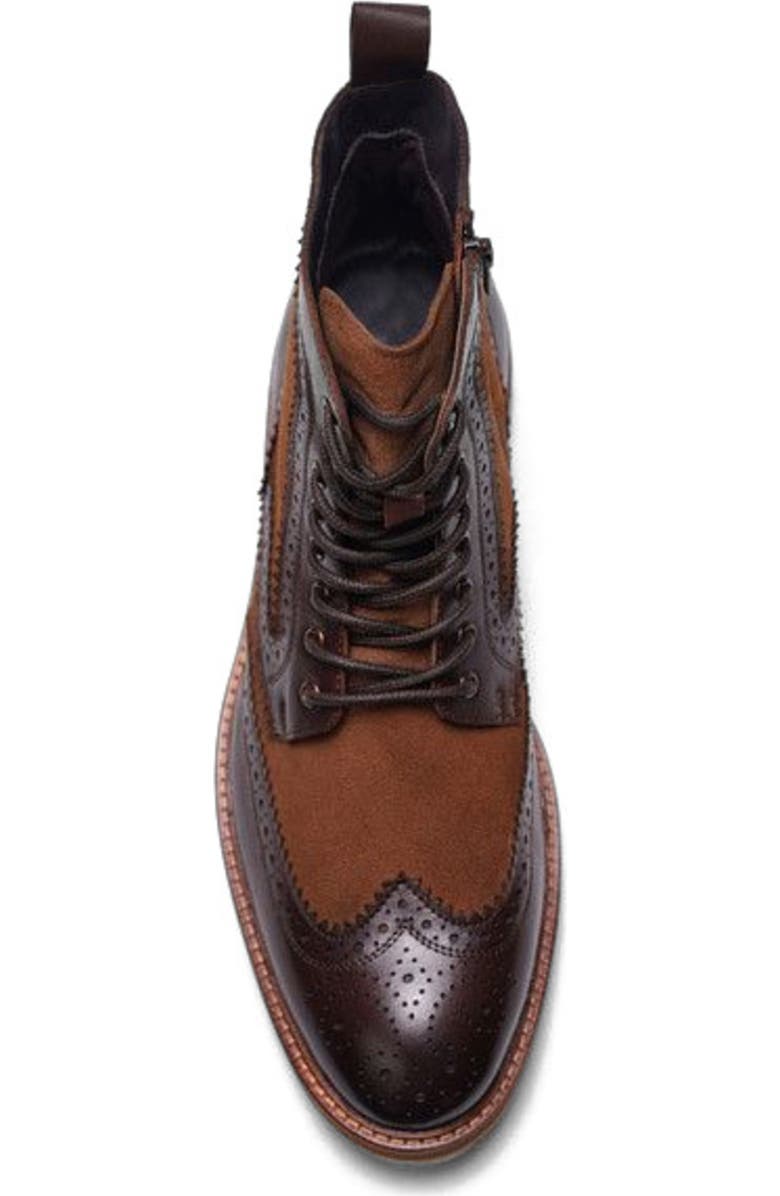 A. Veer Langston Wingtip Boot, Alternate, color, Brown Leather & Suede