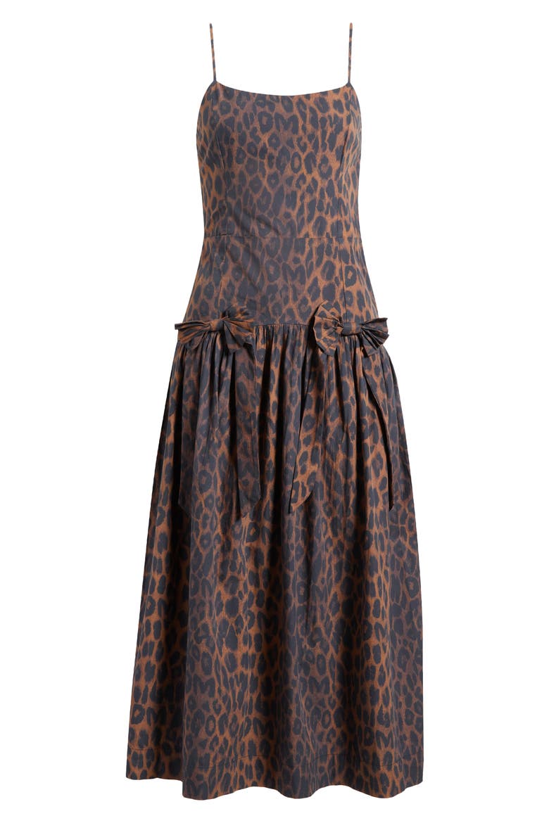 Persephone Leopard Spot Sleeveless Organic Cotton Midi Dress, Alternate, color, LEOPARD