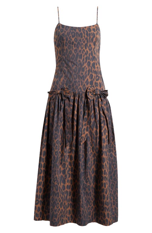 DAMSON MADDER DAMSON MADDER PERSEPHONE LEOPARD SPOT SLEEVELESS ORGANIC COTTON MIDI DRESS