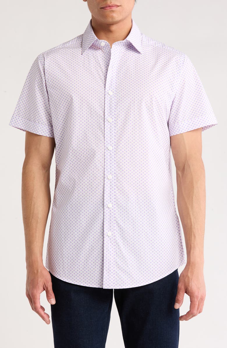 Rodd & Gunn Berwick Forest Short Sleeve Cotton Button-Up Shirt, Main, color, Light Purple
