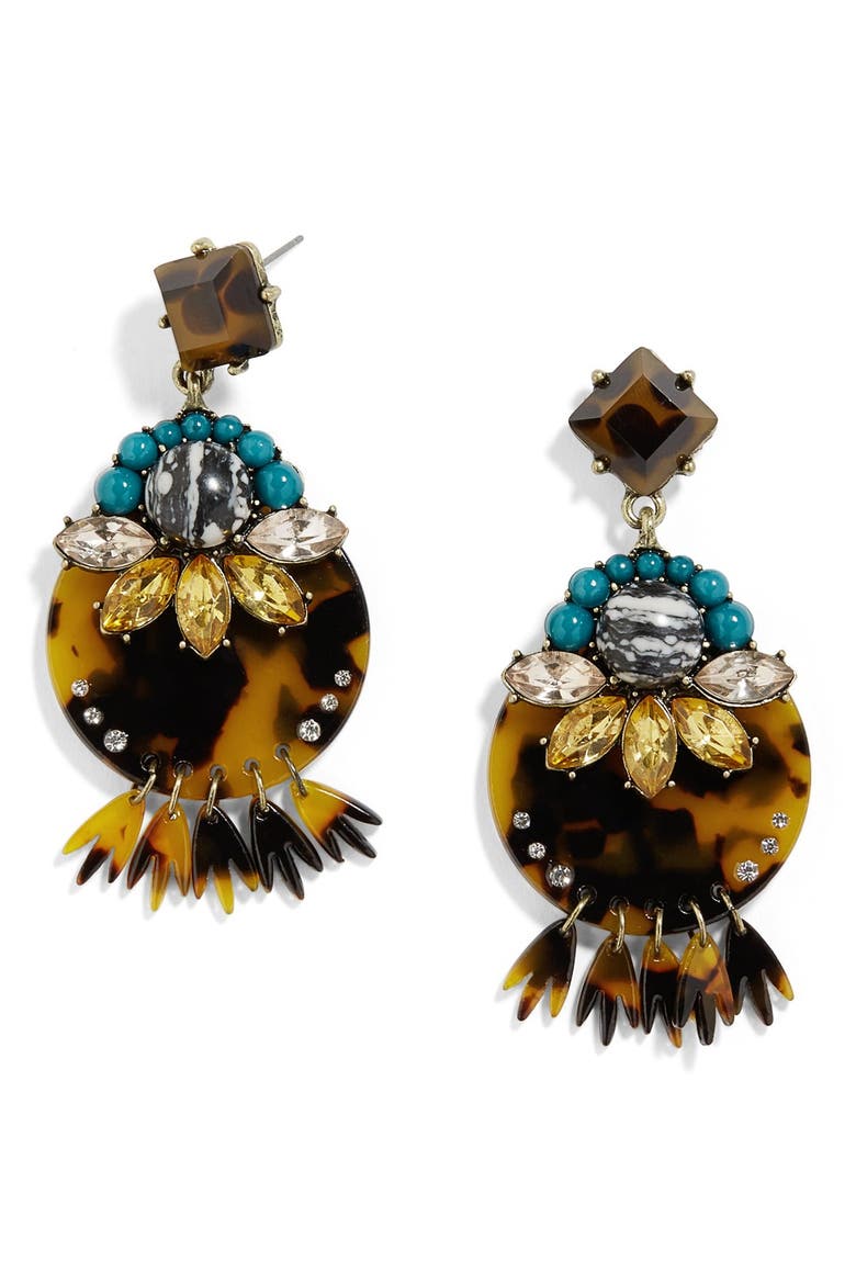 Venette Drop Earrings, Main, color, BROWN