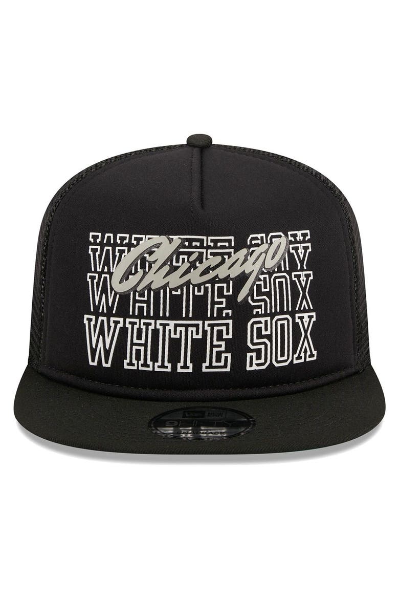 Men's New Era Black Chicago White Sox  Street Team A-Frame Trucker 9FIFTY Snapback Hat, Alternate, color, Black