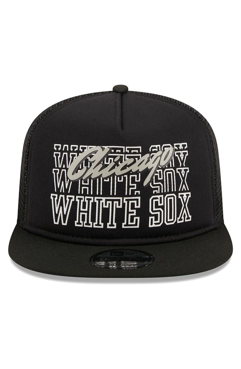 New Era Men's New Era Black Chicago White Sox Street Team A-Frame Trucker 9FIFTY Snapback Hat, Alternate, color, Black
