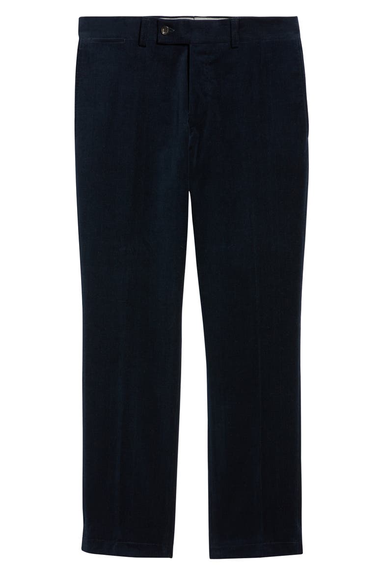 Palmer Navy Flat Front Cotton Stretch Corduroy Pants, Alternate, color, NAVY