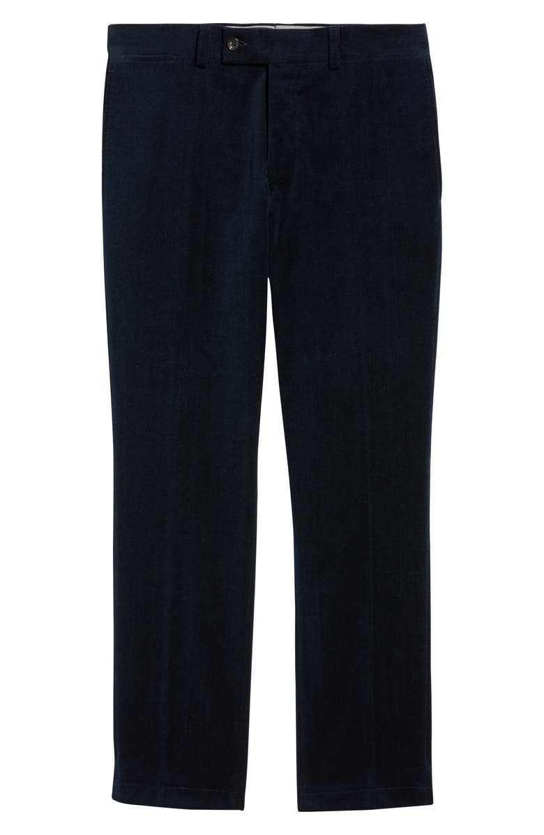 Jack Victor Palmer Navy Flat Front Cotton Stretch Corduroy Pants, Alternate, color, Navy
