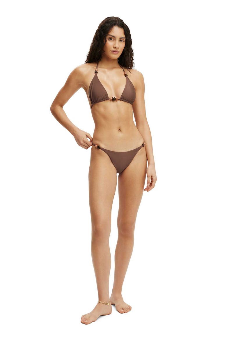 Women's Reversible String Triangle Bikini Top, Alternate, color, Clay Bean