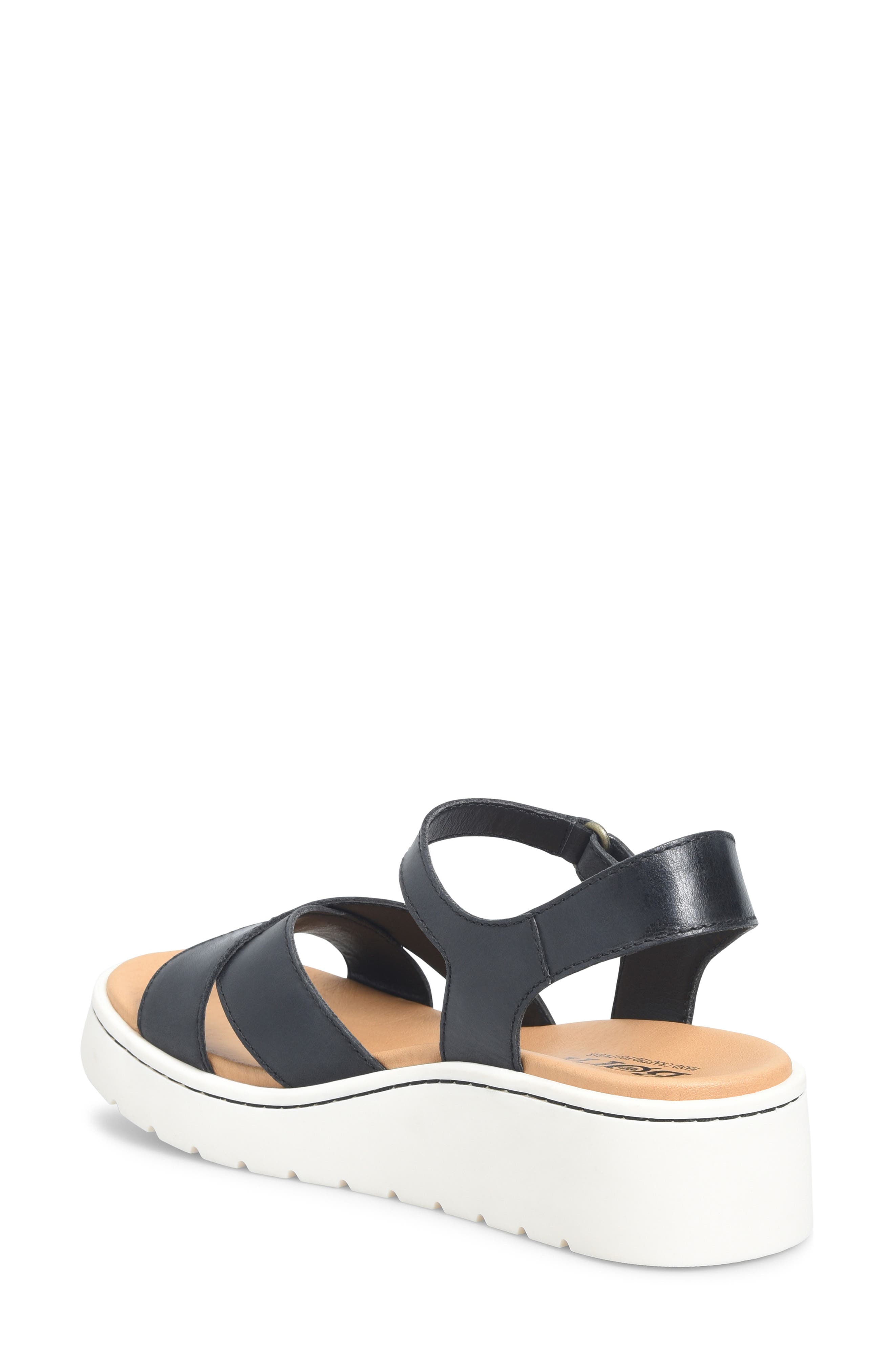Børn Katrina Ankle Strap Platform Wedge Sandal, Alternate, color, Black Leather
