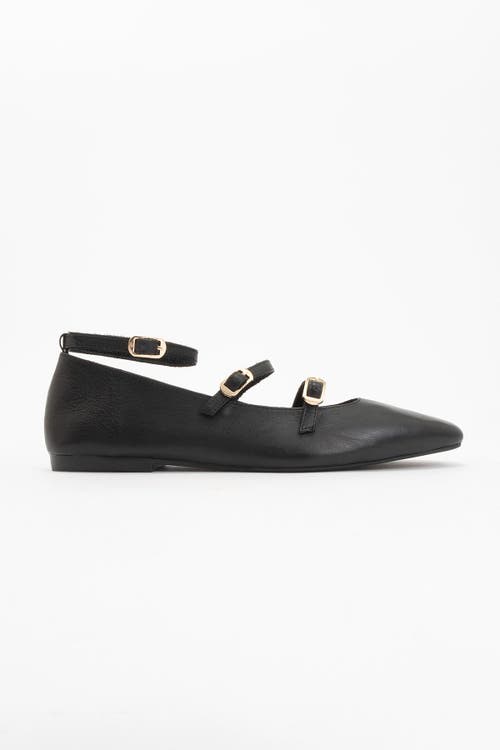 Forever & Always Shoes Serena Leather Mary Jane Flats In Black Leather