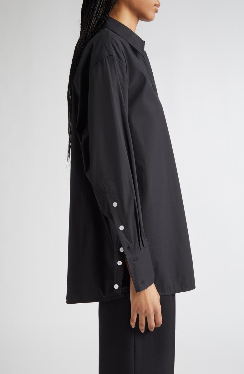 Proenza Schouler Addy Cotton Stretch Poplin Button-Up Shirt, Alternate, color, Black