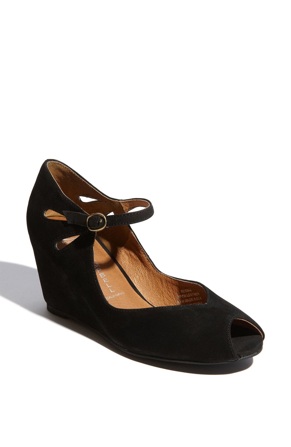'Regina' Wedge, Main, color, BLACK NUBUCK