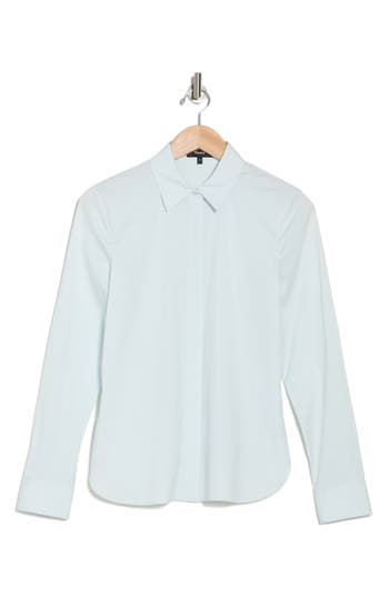 Shop Theory Classic Fitted Button-up Shirt In Light Blue