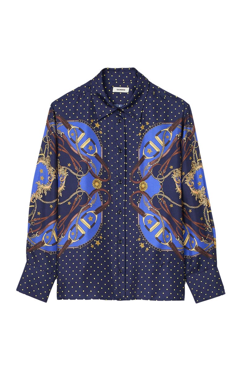 SANDRO Patterned silk shirt, Alternate, color, 