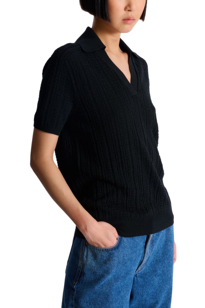 Monogram knit polo, Main, color, black