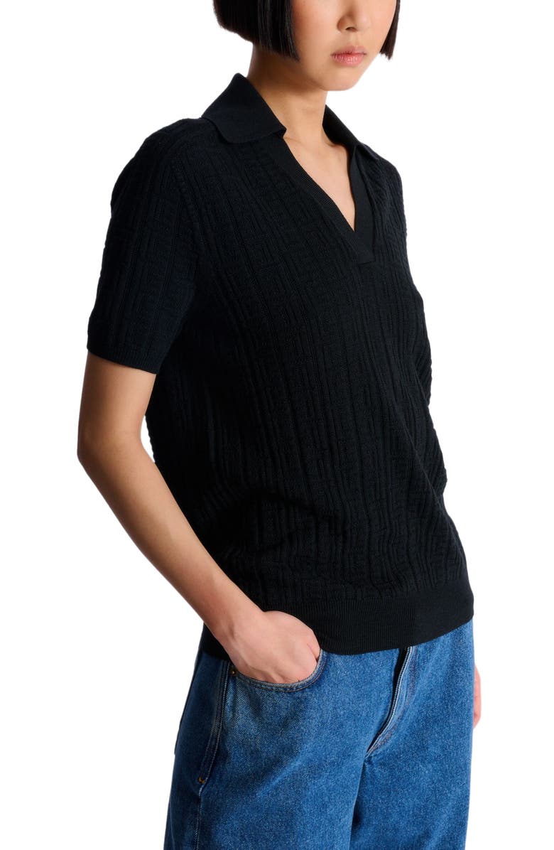 Balmain Monogram knit polo, Main, color, Black