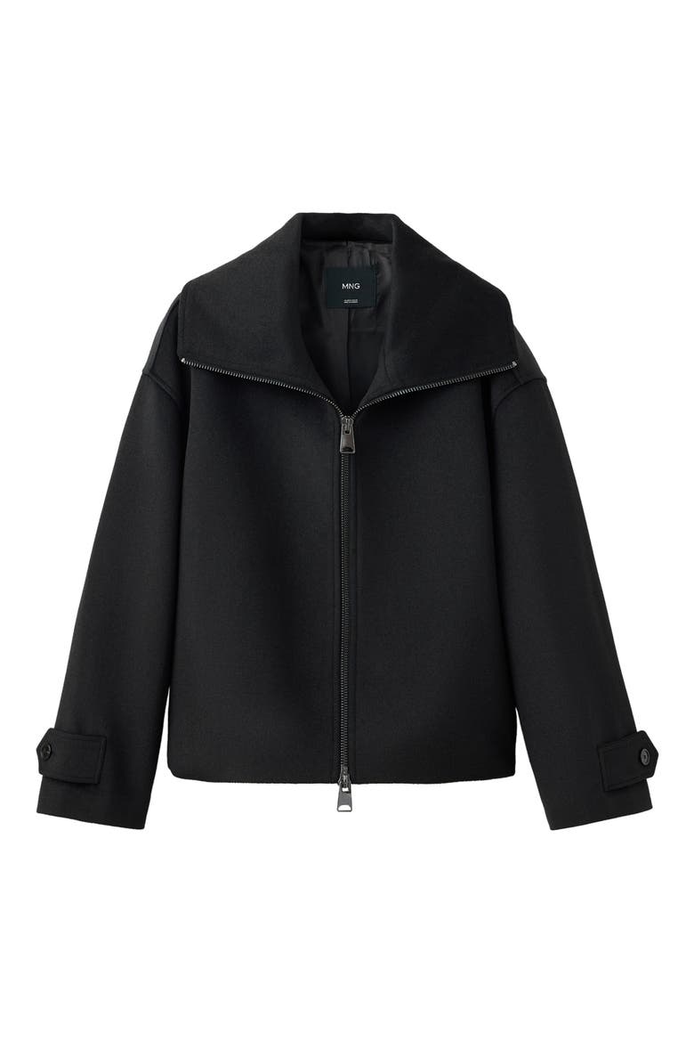 High Neck Zip Jacket, Alternate, color, BLACK