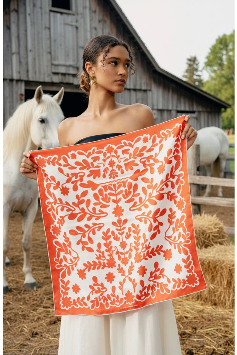 Double Sided Silk Scarf Red Blessing, Alternate, color, Red