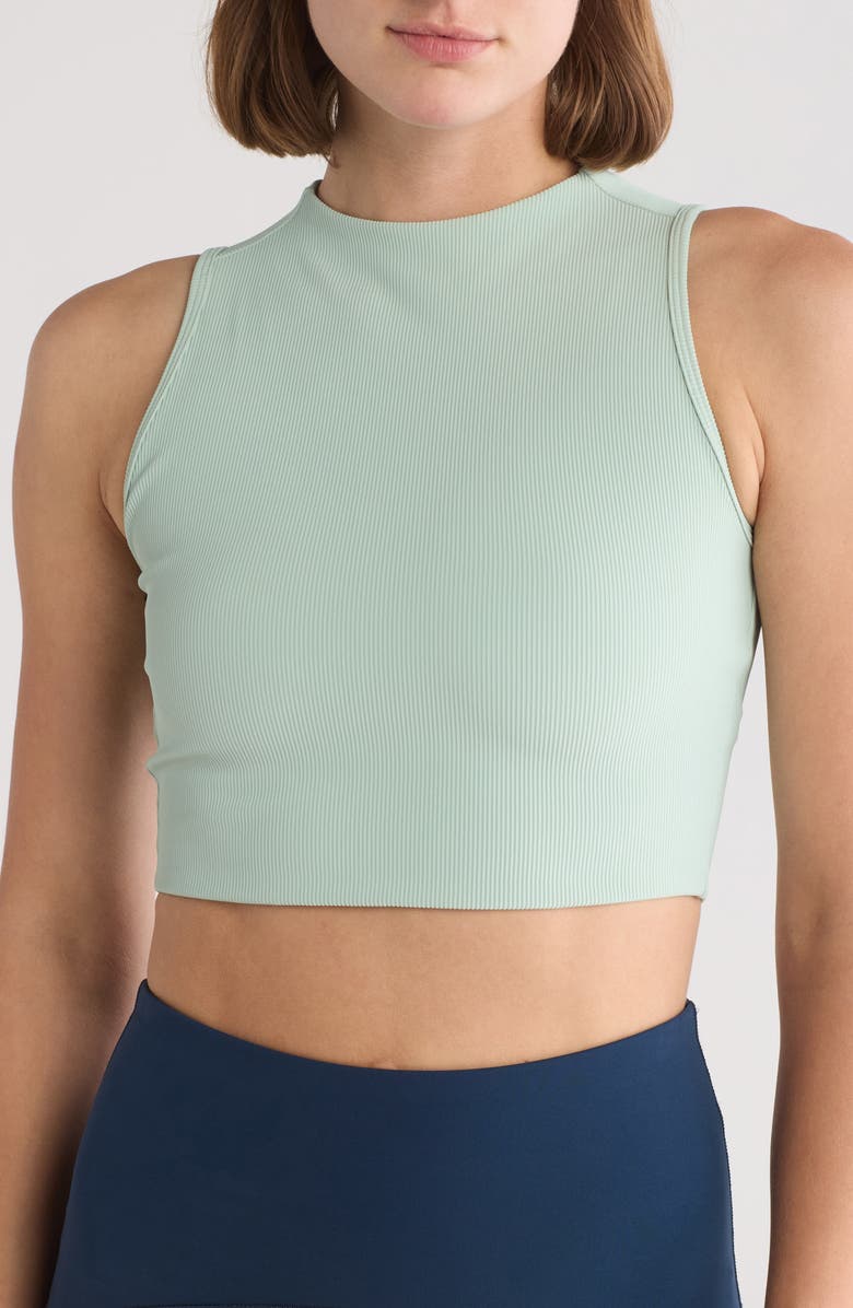SPANX<sup>®</sup> Contour Rib Mock Neck Crop Tank, Main, color, 