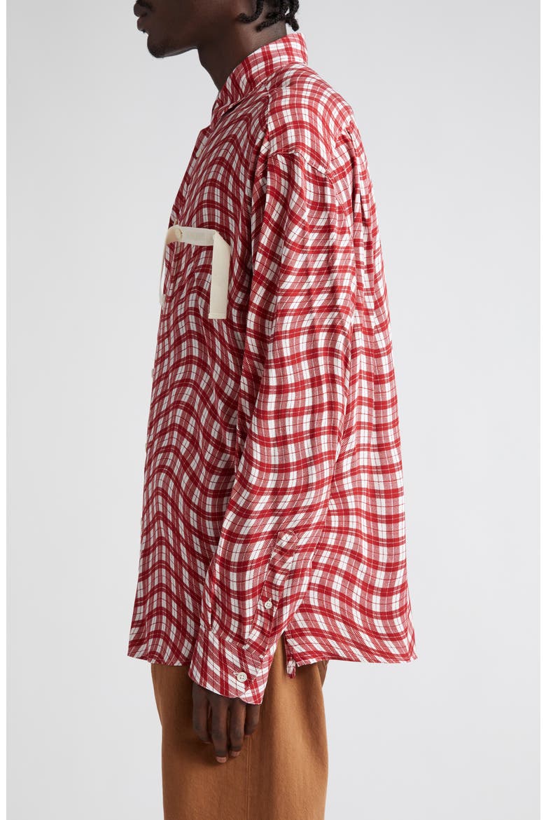 La Chemise Simon Wavy Check Button-Up Shirt, Alternate, color, PRINT DARK RED DEFORM CHE