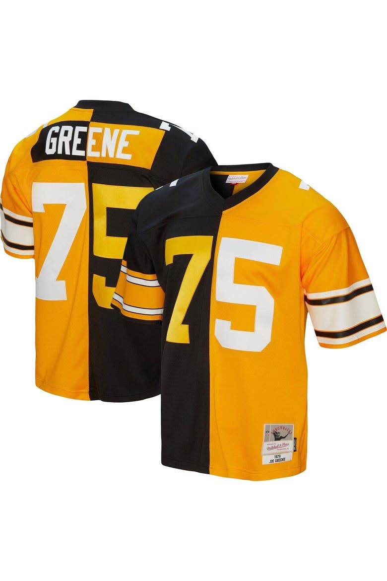 Men's Mitchell & Ness Joe Greene Black/Gold Pittsburgh Steelers 1976 Split Legacy Replica Jersey, Main, color, Black