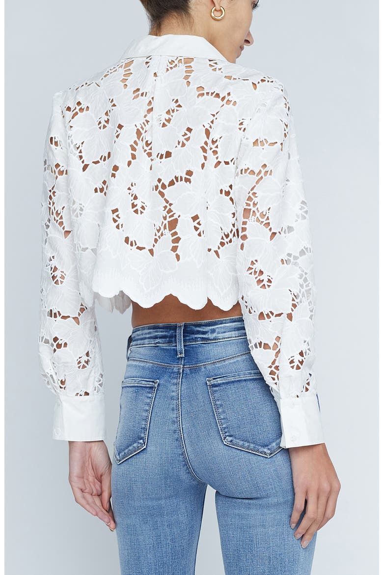 Seychelle Cutwork Crop Shirt, Alternate, color, WHITE