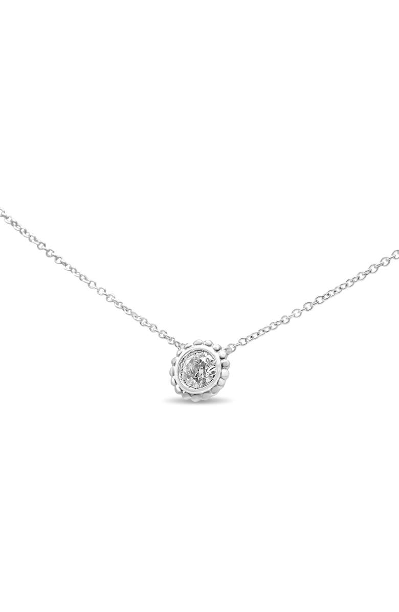 Haus of Brilliance 10K White Gold 1/4 Cttw Bezel-Set Diamond Solitaire Floral Pendant 18" Necklace, Alternate, color, White