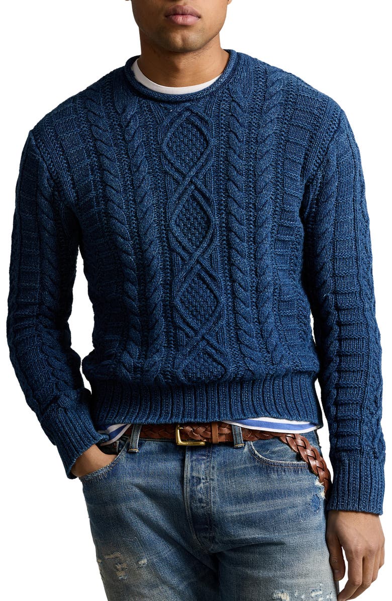 Polo Ralph Lauren Fisherman Cable Stitched Sweater, Main, color,