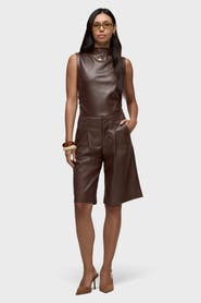 Hudson Jeans Vegan Leather Pleated Trouser Short